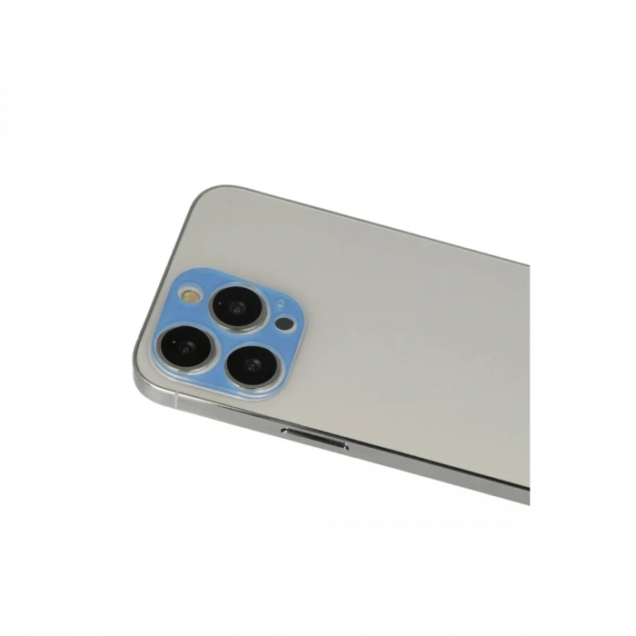 Mey İthalat®   iPhone 13 Pro Max Rainbow Kamera Lens Koruma Cam - Mavi