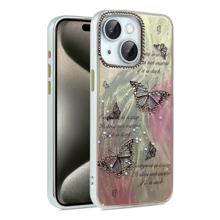 Mey İthalat®   iPhone 14 Kılıf Blade Aynalı Desenli Kapak - Desen 6
