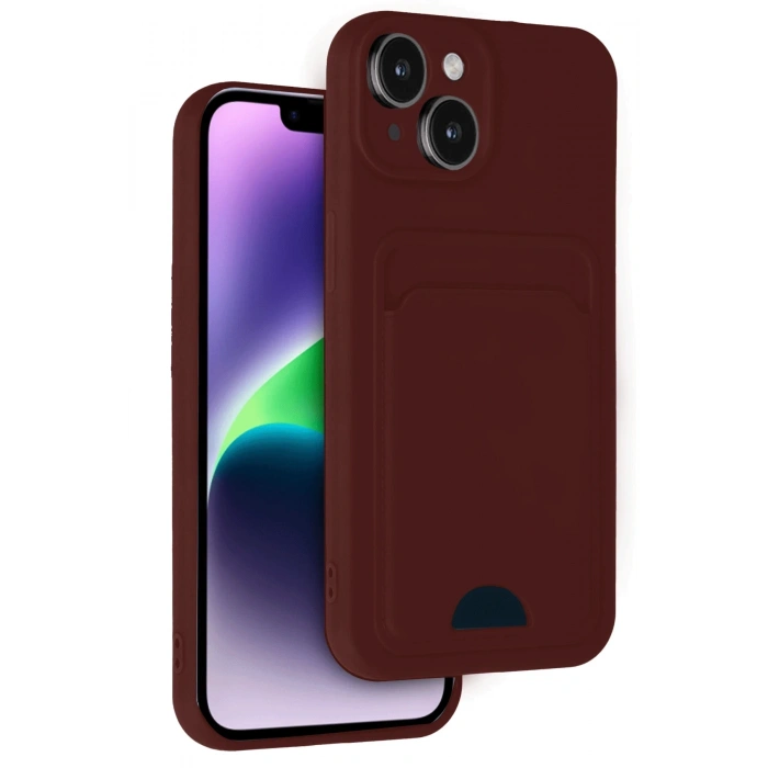 Mey İthalat®   iPhone 14 Kılıf Kelvin Kartvizitli Silikon - Bordo