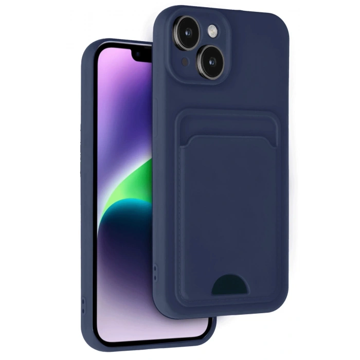 Mey İthalat®   iPhone 14 Kılıf Kelvin Kartvizitli Silikon - Lacivert