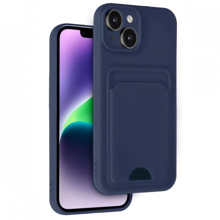 Mey İthalat®   iPhone 14 Kılıf Kelvin Kartvizitli Silikon - Lacivert