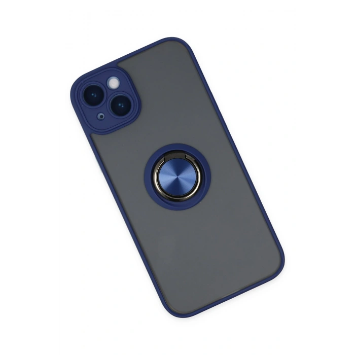 Mey İthalat®   iPhone 14 Kılıf Montreal Yüzüklü Silikon Kapak - Lacivert