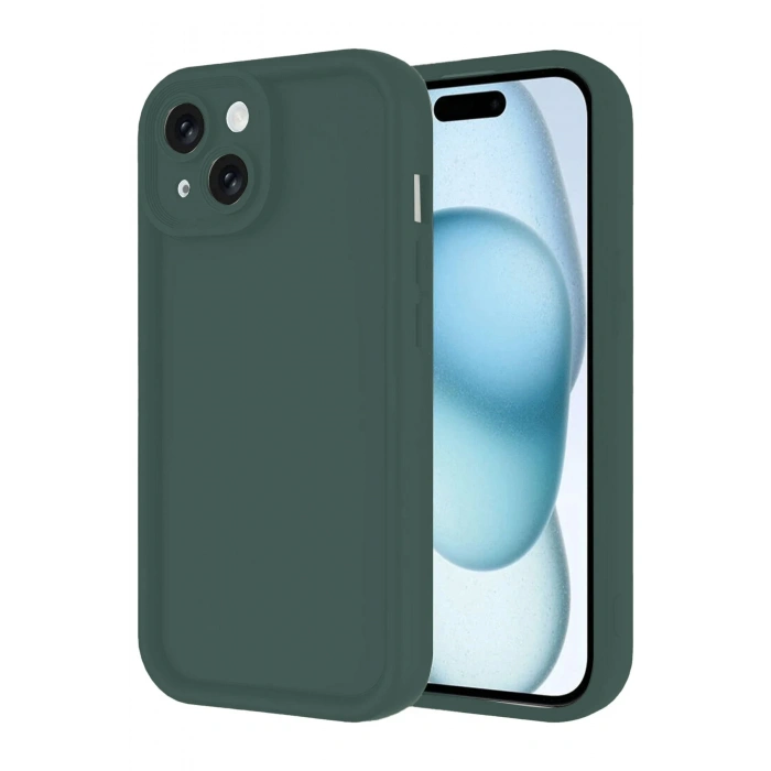 Mey İthalat®   iPhone 14 Kılıf Viera Silikon - Koyu Yeşil