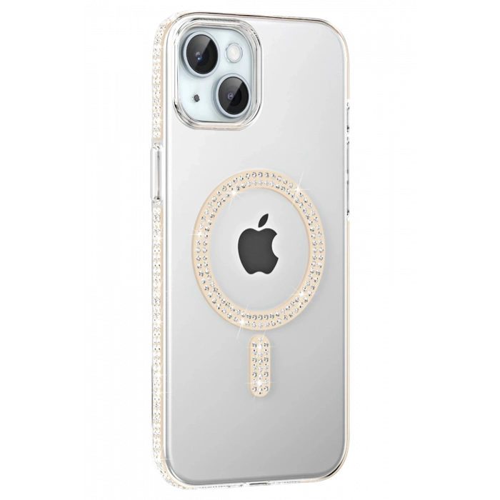 Mey İthalat®   iPhone 14 Move Taşlı Magsafe Kapak - Pembe
