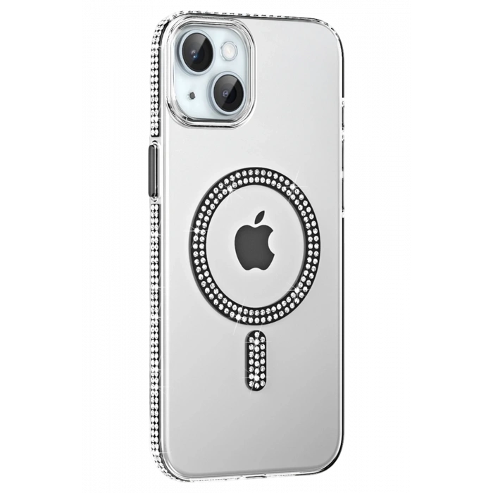 Mey İthalat®   iPhone 14 Move Taşlı Magsafe Kapak - Siyah