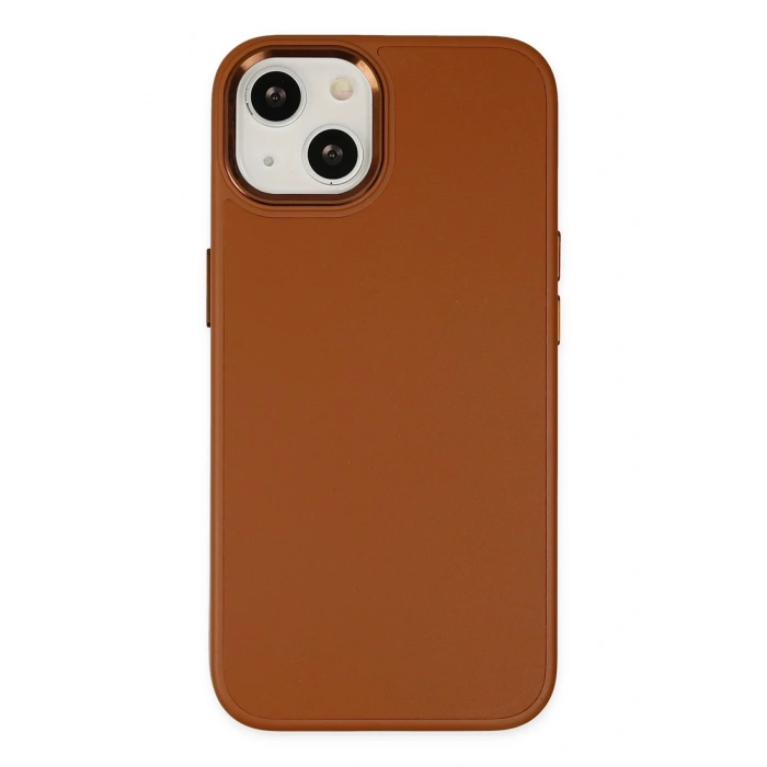 Mey İthalat®   iPhone 14 Plus Kılıf Asya Deri Silikon - Kahverengi