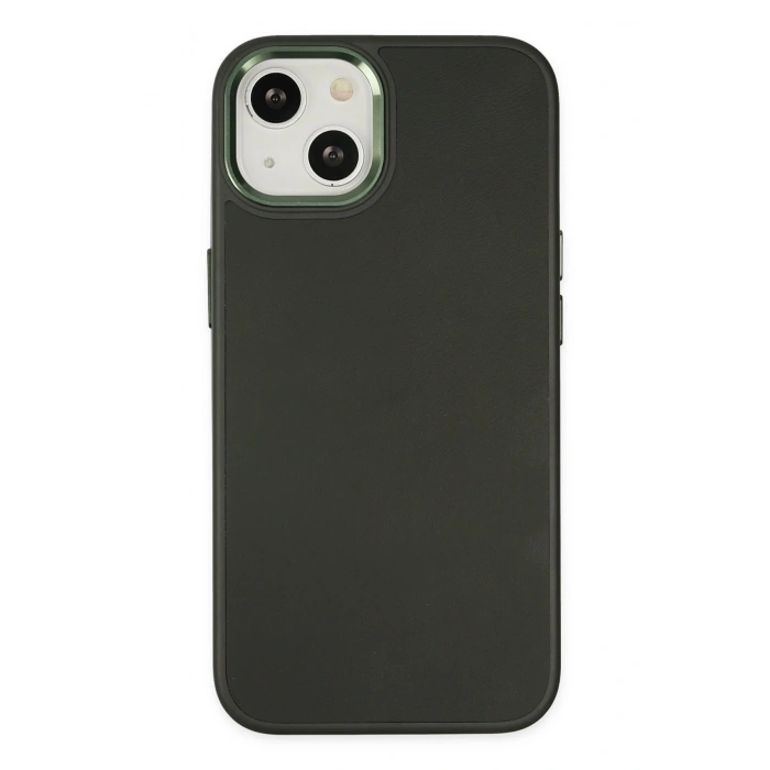 Mey İthalat®   iPhone 14 Plus Kılıf Asya Deri Silikon - Koyu Yeşil