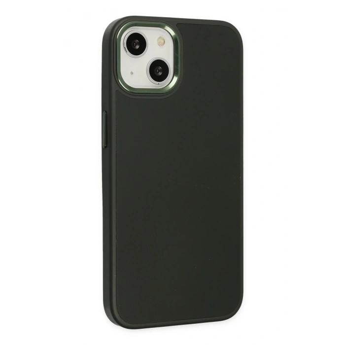 Mey İthalat®   iPhone 14 Plus Kılıf Asya Deri Silikon - Koyu Yeşil