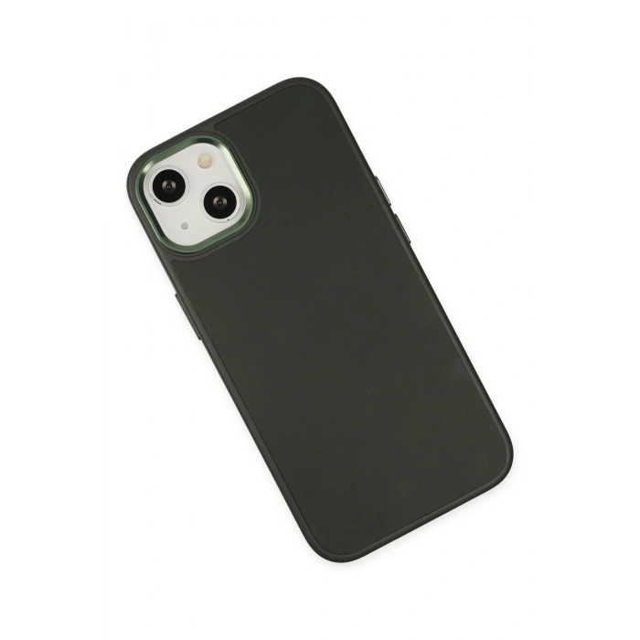 Mey İthalat®   iPhone 14 Plus Kılıf Asya Deri Silikon - Koyu Yeşil