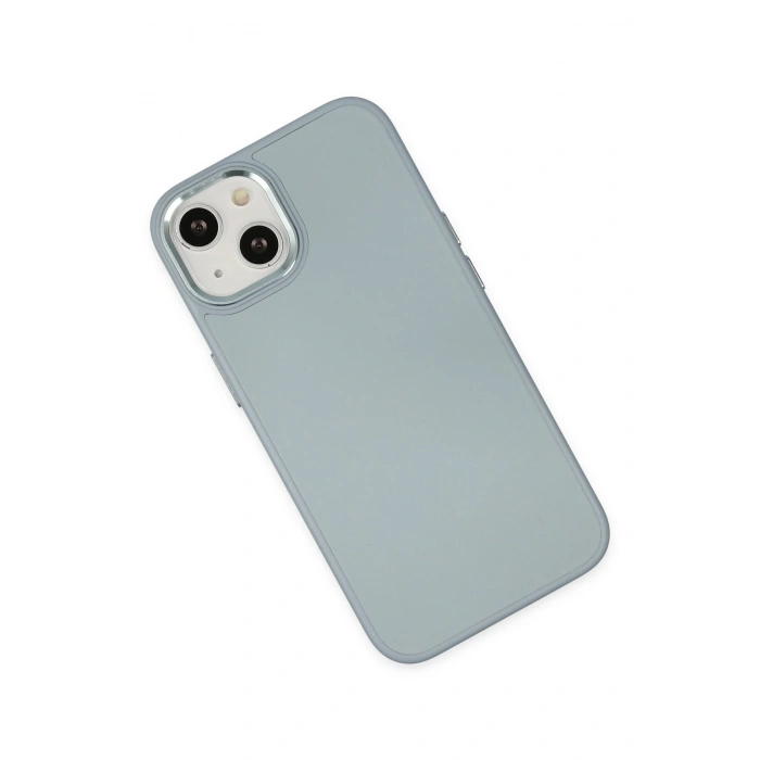 Mey İthalat®   iPhone 14 Plus Kılıf Asya Deri Silikon - Sierra Blue