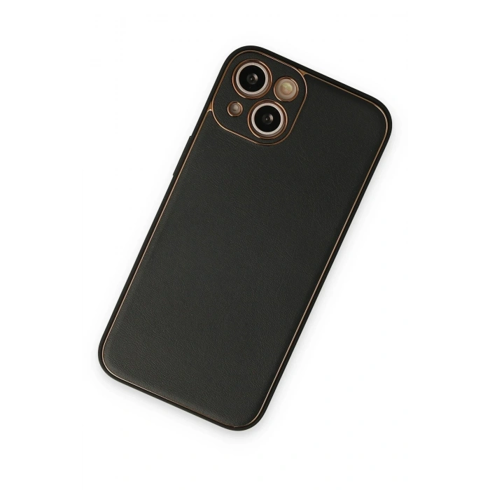 Mey İthalat®   iPhone 14 Plus Kılıf Coco Deri Silikon Kapak - Siyah