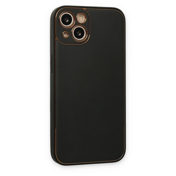 Mey İthalat®   iPhone 14 Plus Kılıf Coco Deri Silikon Kapak - Siyah