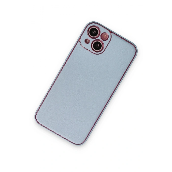 Mey İthalat®   iPhone 14 Plus Kılıf Coco Deri Silikon Kapak - Sky Blue