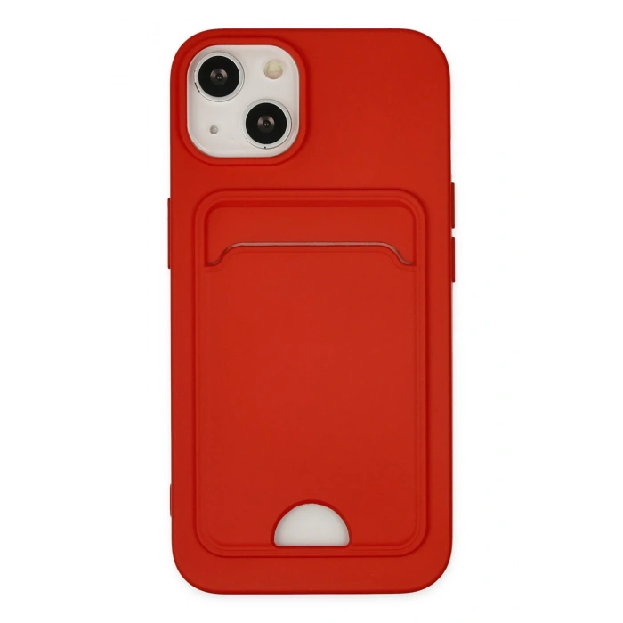 Mey İthalat®   iPhone 14 Plus Kılıf Kelvin Kartvizitli Silikon - Kırmızı