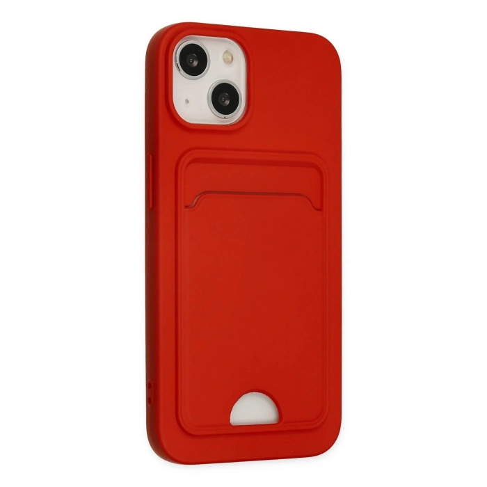 Mey İthalat®   iPhone 14 Plus Kılıf Kelvin Kartvizitli Silikon - Kırmızı