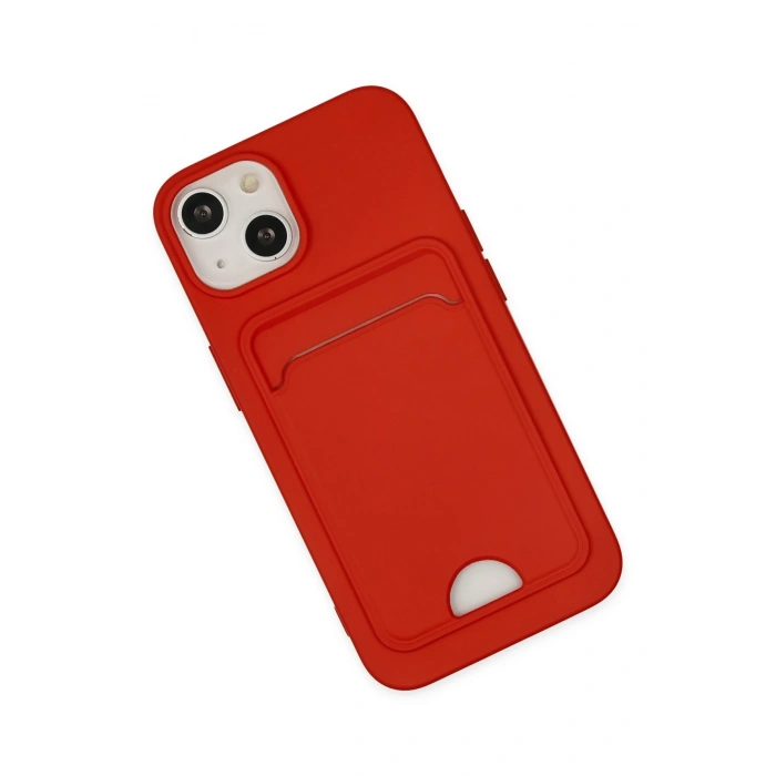 Mey İthalat®   iPhone 14 Plus Kılıf Kelvin Kartvizitli Silikon - Kırmızı