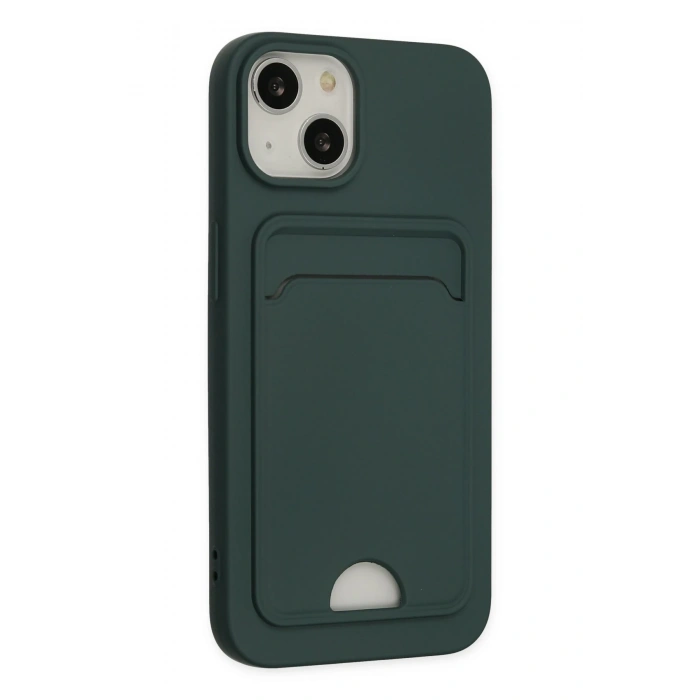 Mey İthalat®   iPhone 14 Plus Kılıf Kelvin Kartvizitli Silikon - Koyu Yeşil