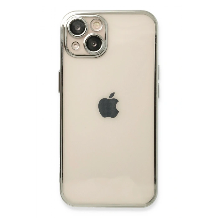 Mey İthalat®   iPhone 14 Plus Kılıf  Lensli Silikon - Gümüş