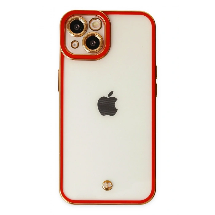 Mey İthalat®   iPhone 14 Plus Kılıf Liva Lens Silikon - Kırmızı