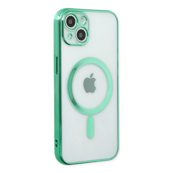 Mey İthalat®   iPhone 14 Plus Kılıf Magneticsafe Lazer Silikon - Haki Yeşil