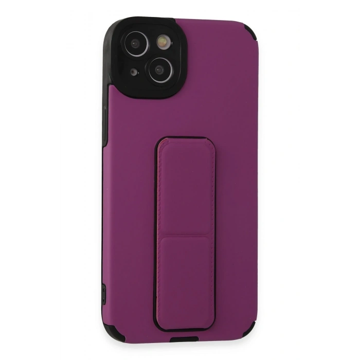 Mey İthalat®   iPhone 14 Plus Kılıf Mega Standlı Silikon - Mor