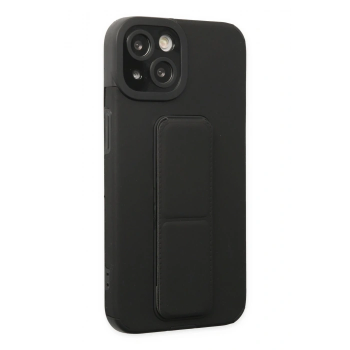 Mey İthalat®   iPhone 14 Plus Kılıf Mega Standlı Silikon - Siyah