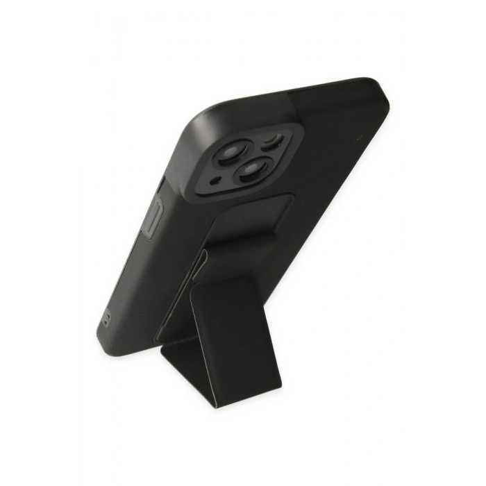 Mey İthalat®   iPhone 14 Plus Kılıf Mega Standlı Silikon - Siyah