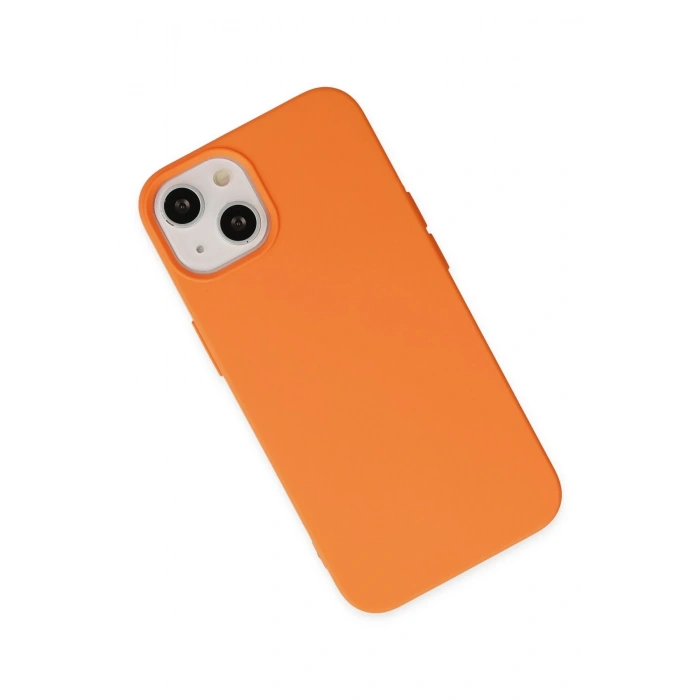 Mey İthalat®   iPhone 14 Plus Kılıf Nano içi Kadife Silikon - Turuncu