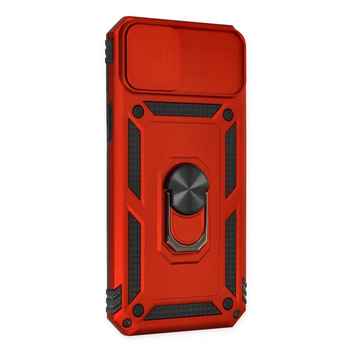 Mey İthalat®   iPhone 14 Plus Kılıf Pars Lens Yüzüklü Silikon - Kırmızı