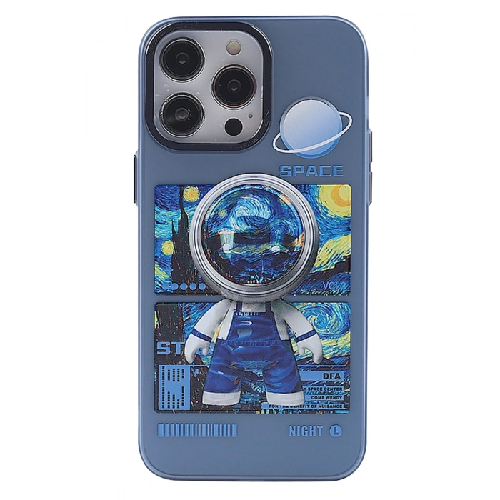Mey İthalat®   iPhone 14 Pro Kılıf  Desenli Kapak -  Mavi - 1