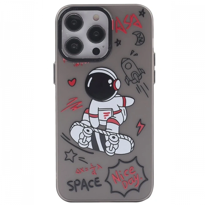 Mey İthalat®   iPhone 14 Pro Kılıf  Desenli Kapak -  Siyah - 1