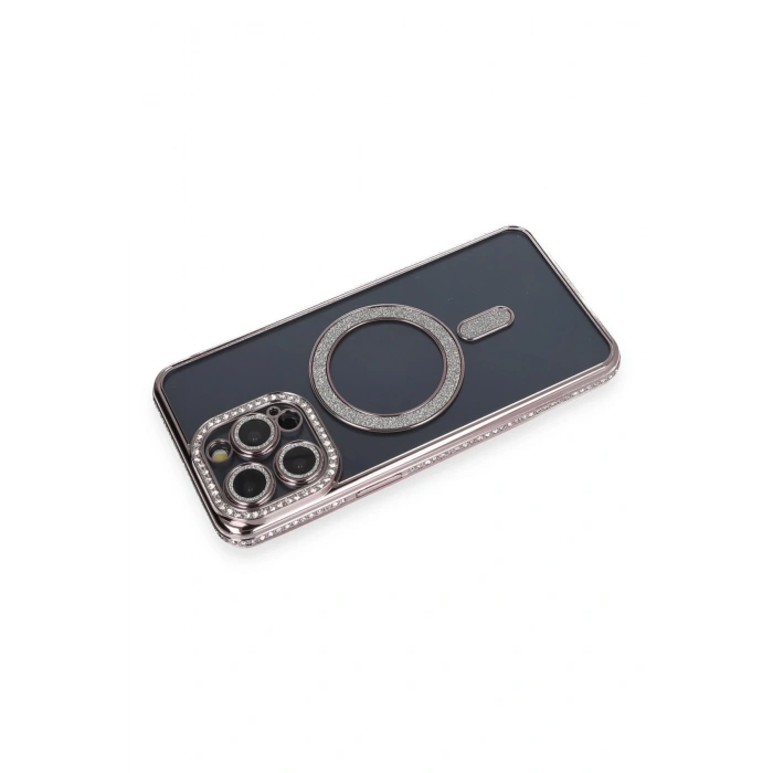 Mey İthalat®   iPhone 14 Pro Kılıf Joke Simli Magneticsafe Kılıf - Gri
