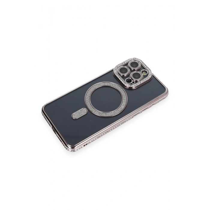 Mey İthalat®   iPhone 14 Pro Kılıf Joke Simli Magneticsafe Kılıf - Gri