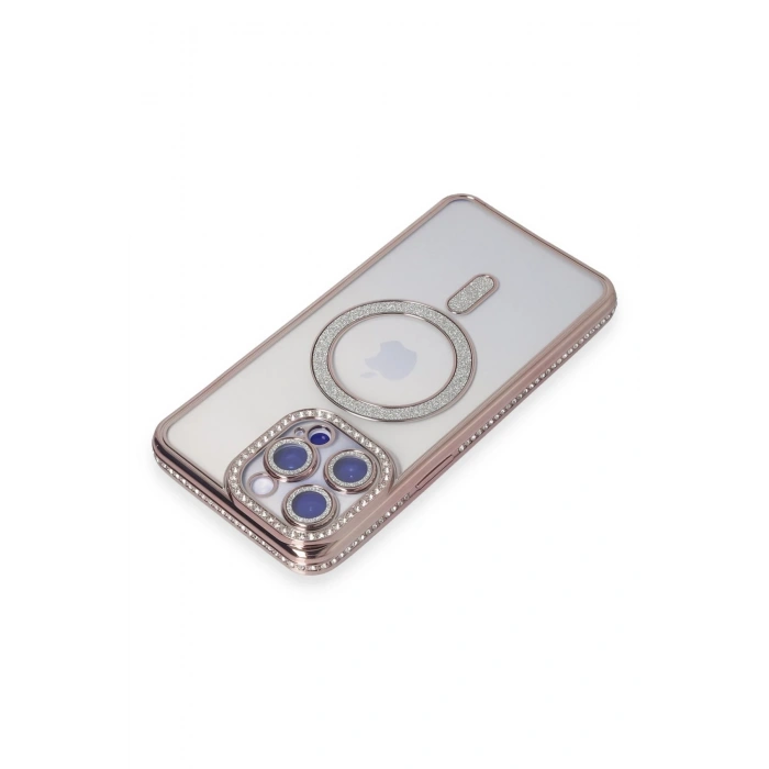 Mey İthalat®   iPhone 14 Pro Kılıf Joke Simli Magneticsafe Kılıf - Pembe