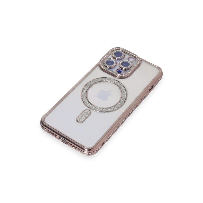 Mey İthalat®   iPhone 14 Pro Kılıf Joke Simli Magneticsafe Kılıf - Pembe