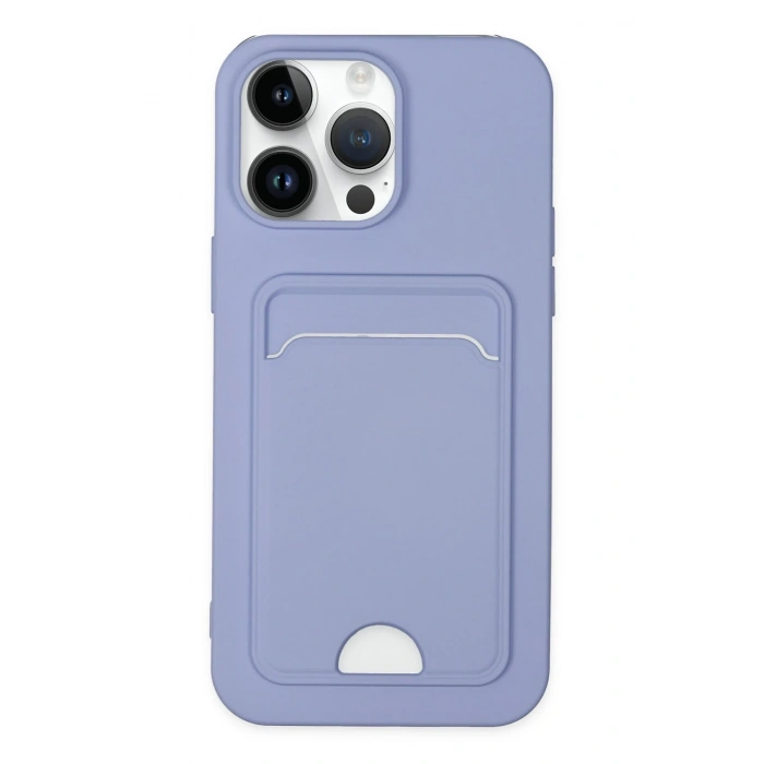 Mey İthalat®   iPhone 14 Pro Kılıf Kelvin Kartvizitli Silikon - Lila