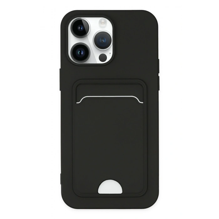 Mey İthalat®   iPhone 14 Pro Kılıf Kelvin Kartvizitli Silikon - Siyah