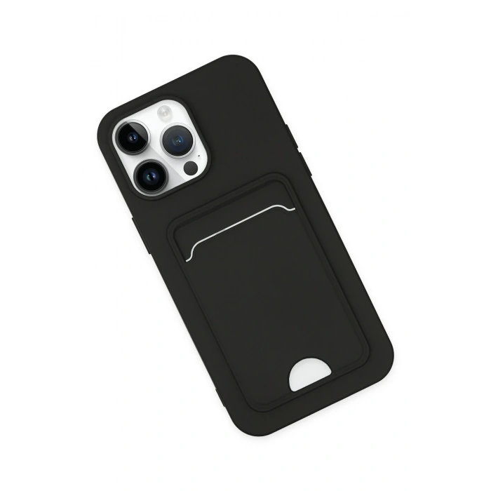 Mey İthalat®   iPhone 14 Pro Kılıf Kelvin Kartvizitli Silikon - Siyah