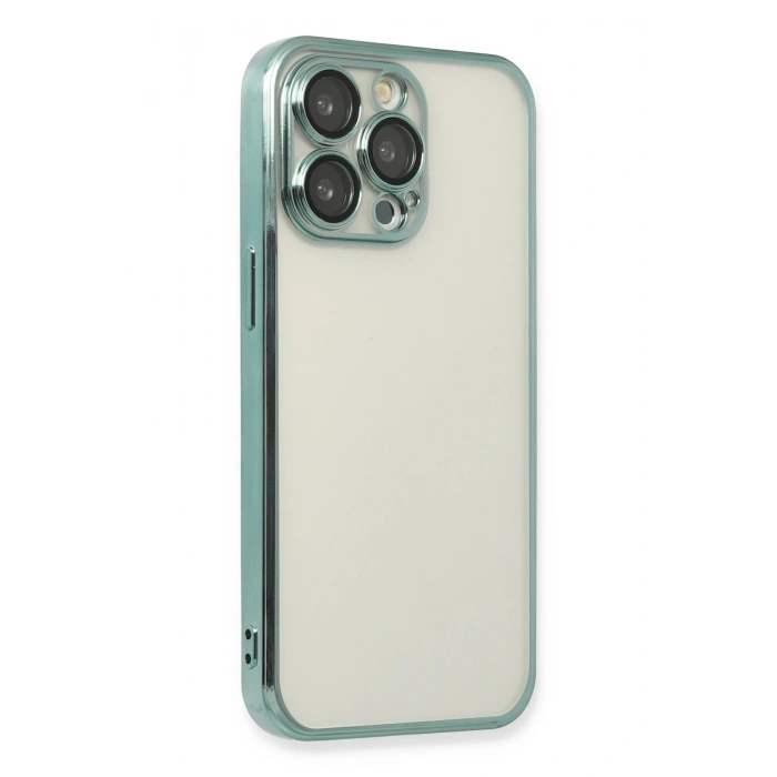 Mey İthalat®   iPhone 14 Pro Kılıf  Lensli Silikon - Yeşil