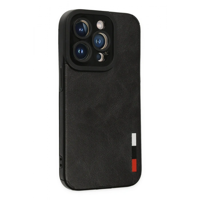Mey İthalat®   iPhone 14 Pro Kılıf Loop Deri Silikon - Siyah