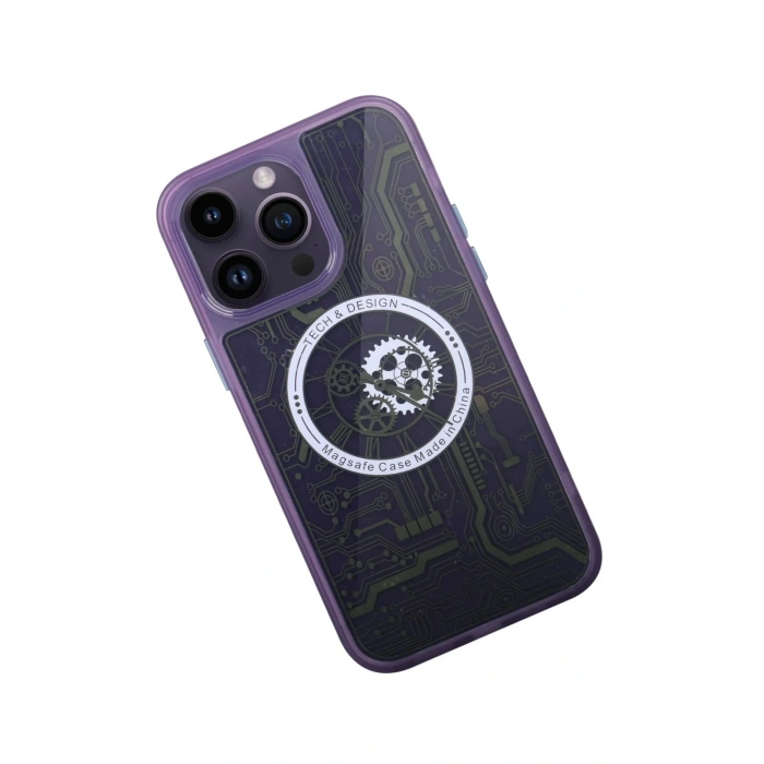 Mey İthalat®   iPhone 14 Pro Kılıf Magic Magneticsafe Silikon - Derin Mor