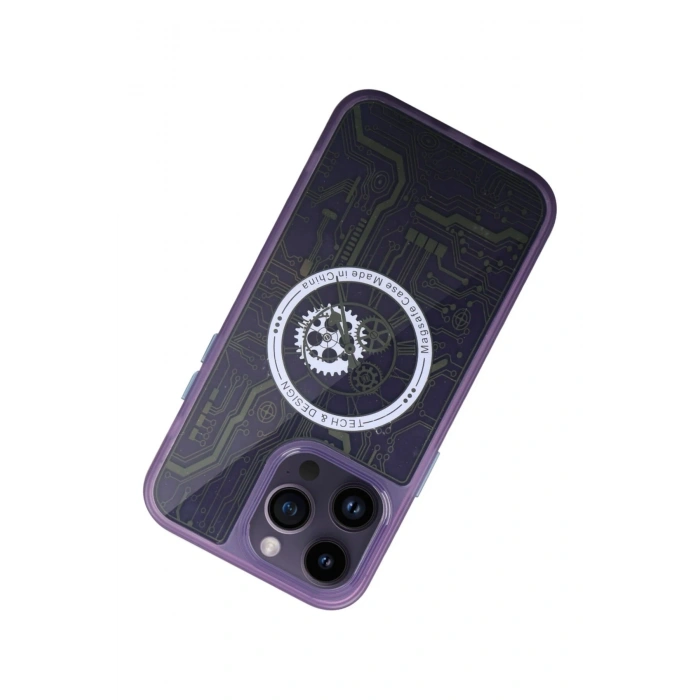 Mey İthalat®   iPhone 14 Pro Kılıf Magic Magneticsafe Silikon - Derin Mor