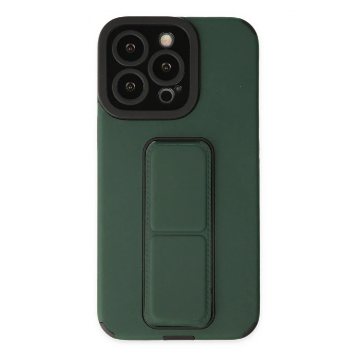 Mey İthalat®   iPhone 14 Pro Kılıf Mega Standlı Silikon - Yeşil