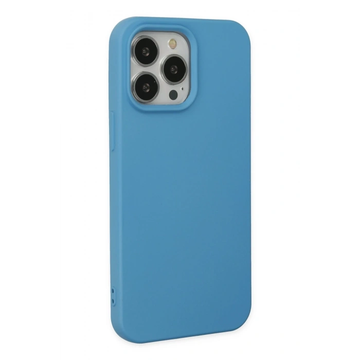Mey İthalat®   iPhone 14 Pro Kılıf Nano içi Kadife Silikon - Mavi