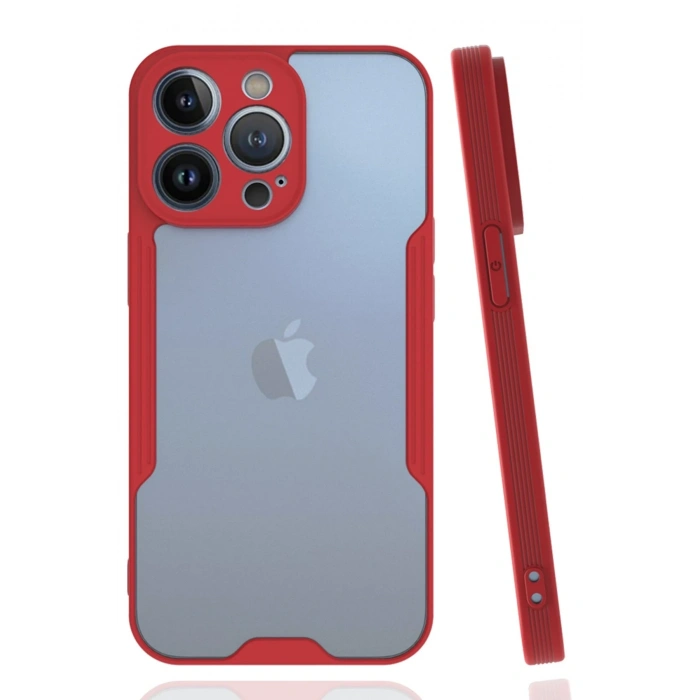 Mey İthalat®   iPhone 14 Pro Kılıf Platin Silikon - Kırmızı