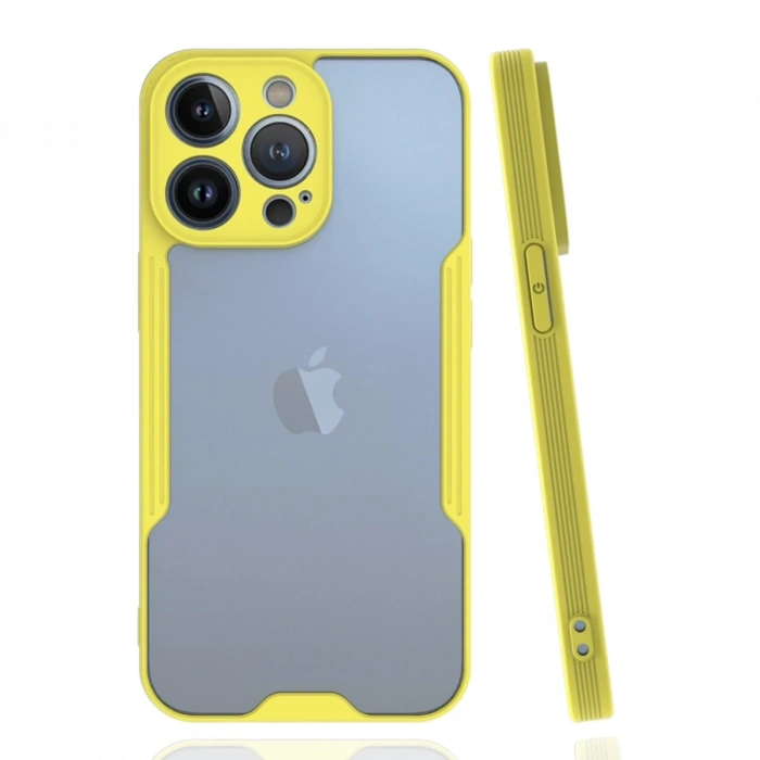 Mey İthalat®   iPhone 14 Pro Kılıf Platin Silikon - Sarı