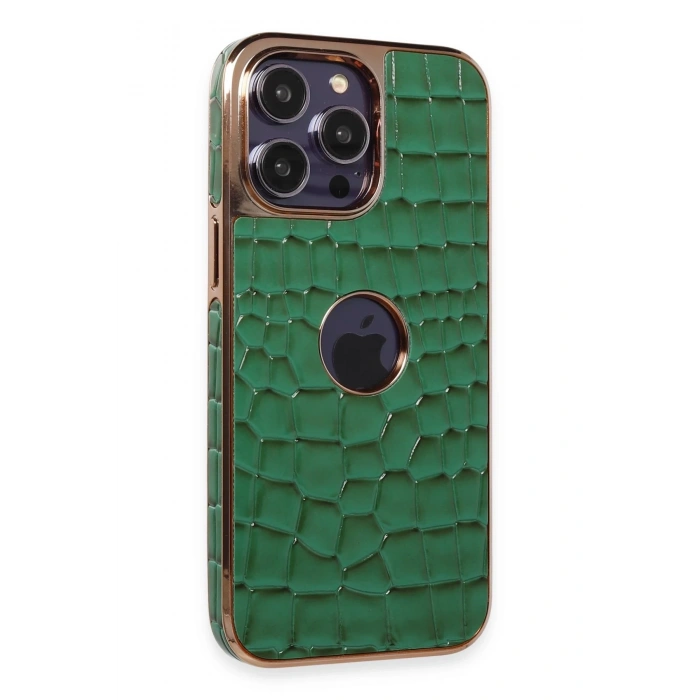 Mey İthalat®   iPhone 14 Pro Kılıf Snake Kapak - Koyu Yeşil