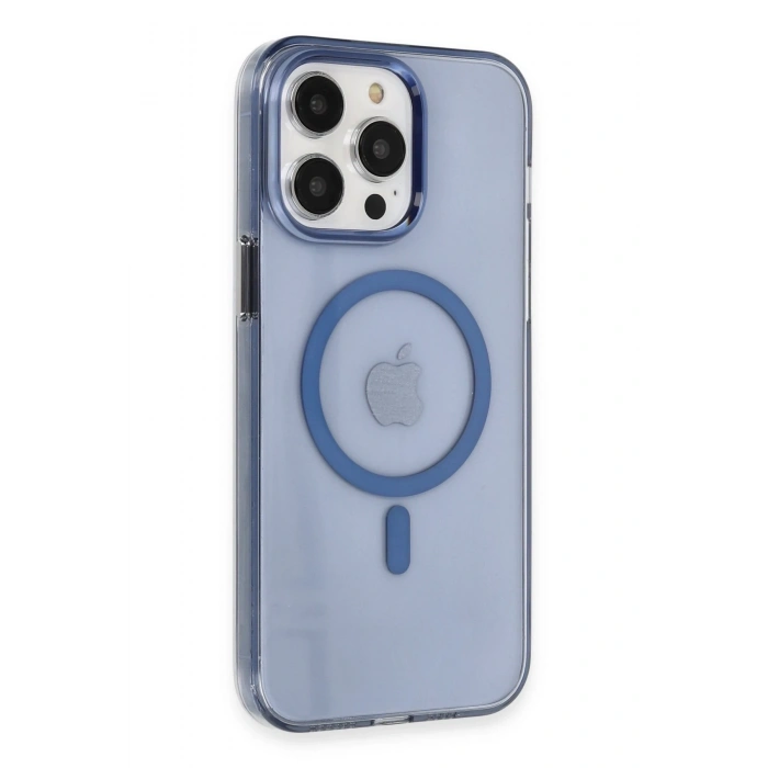 Mey İthalat®   iPhone 14 Pro Kılıf Tron Şeffaf Magsafe Kapak - Mavi