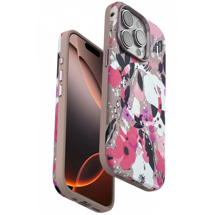 Mey İthalat®   iPhone 14 Pro Max Flower Series Magsafe Kapak - Pembe
