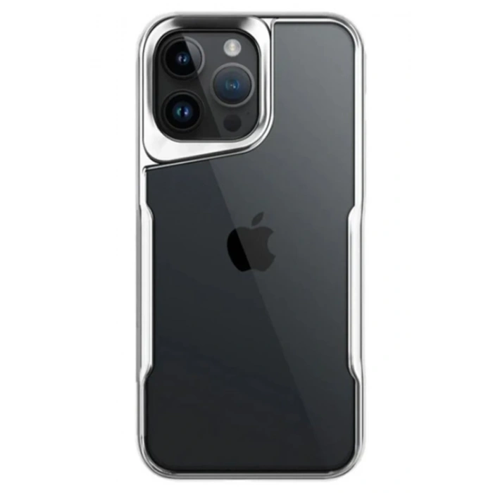 Mey İthalat®   iPhone 14 Pro Max Kılıf Boyi Silikon Kapak - Gümüş